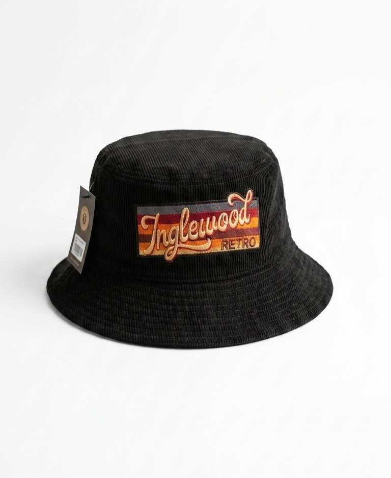Black corduroy bucket hat