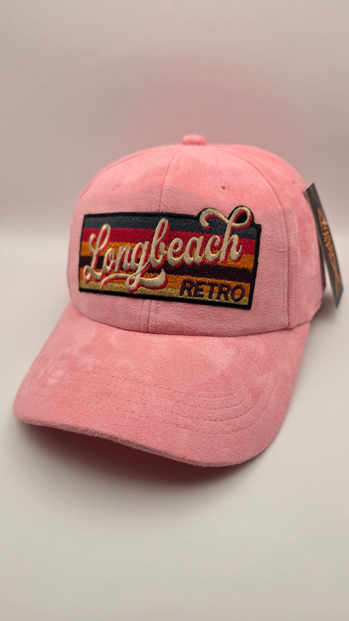 Pink suede long beach dad hat