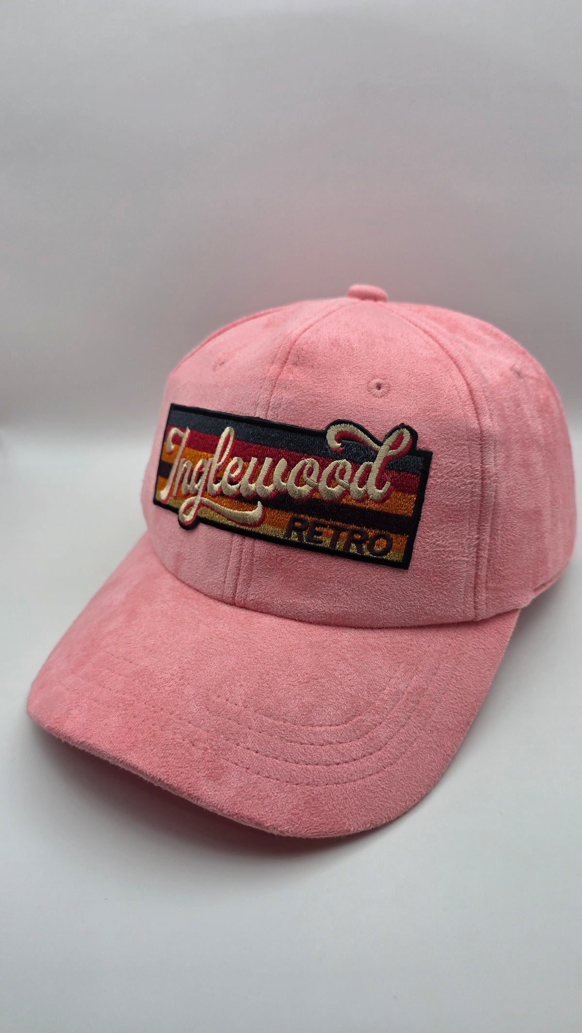 Pink suede adjustable back dad had
