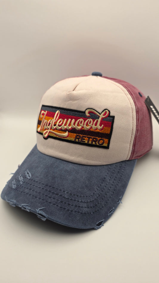 Cream/denim/red rose Inglewood dad hat