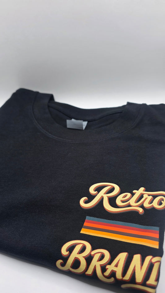 Black retro brand tee