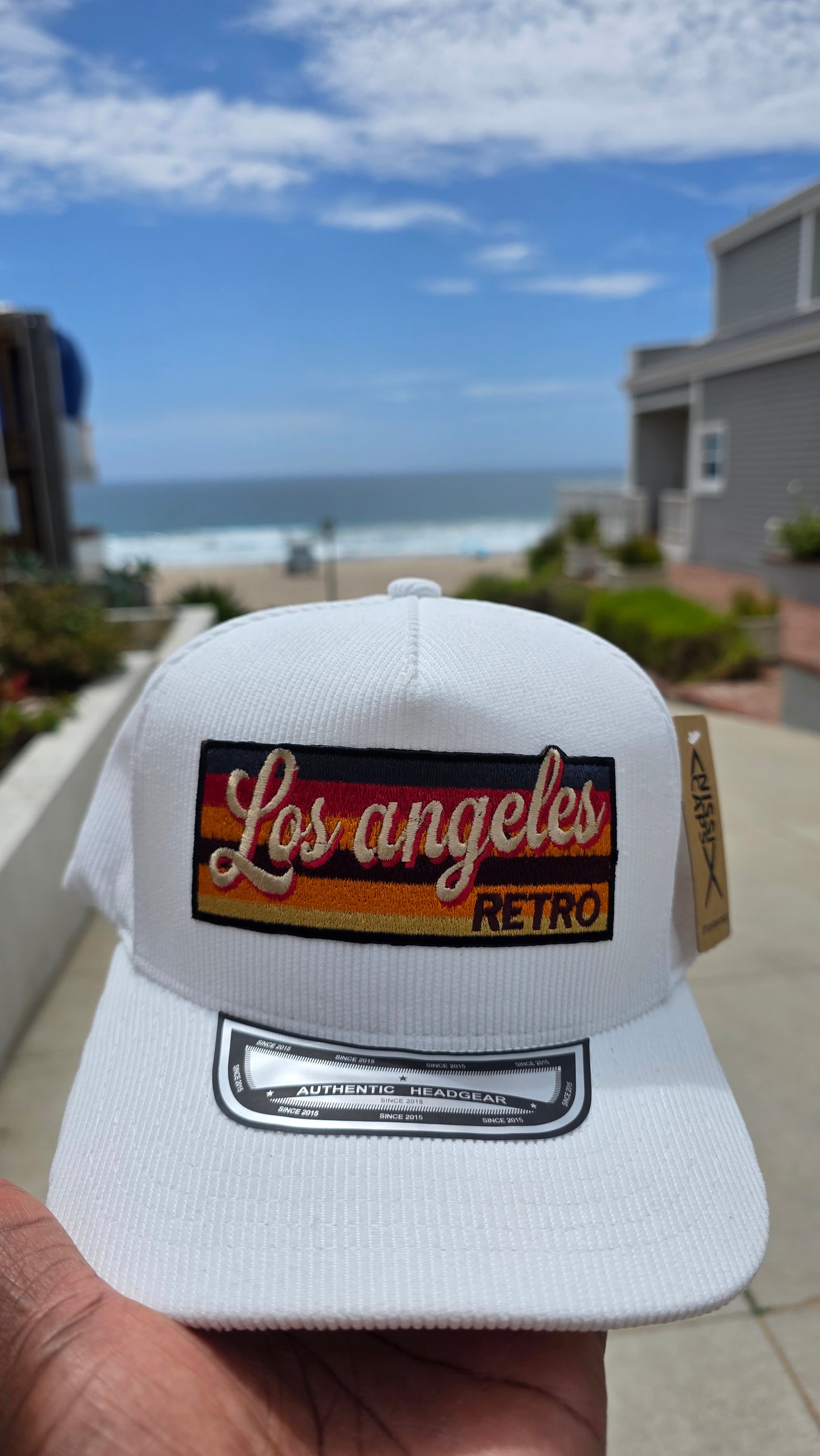 White corduroy snapback