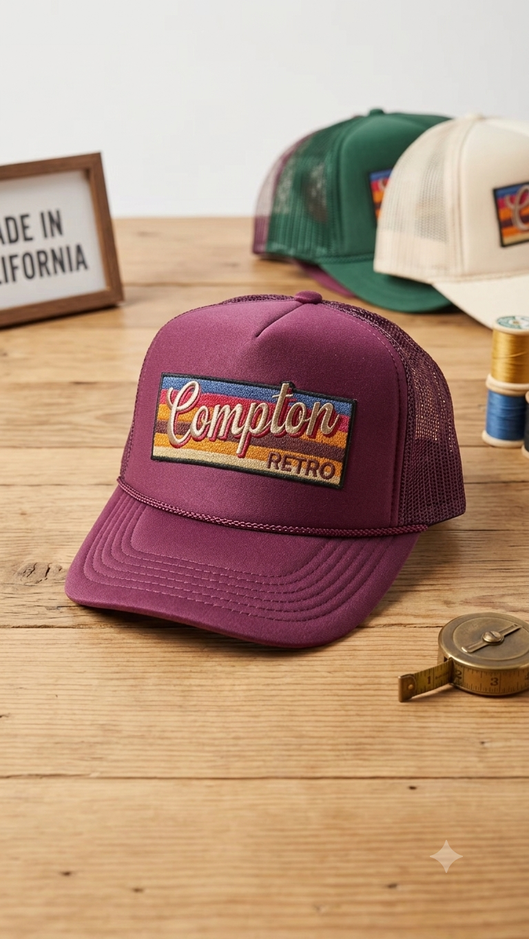 Burgundy snap back trucker hat