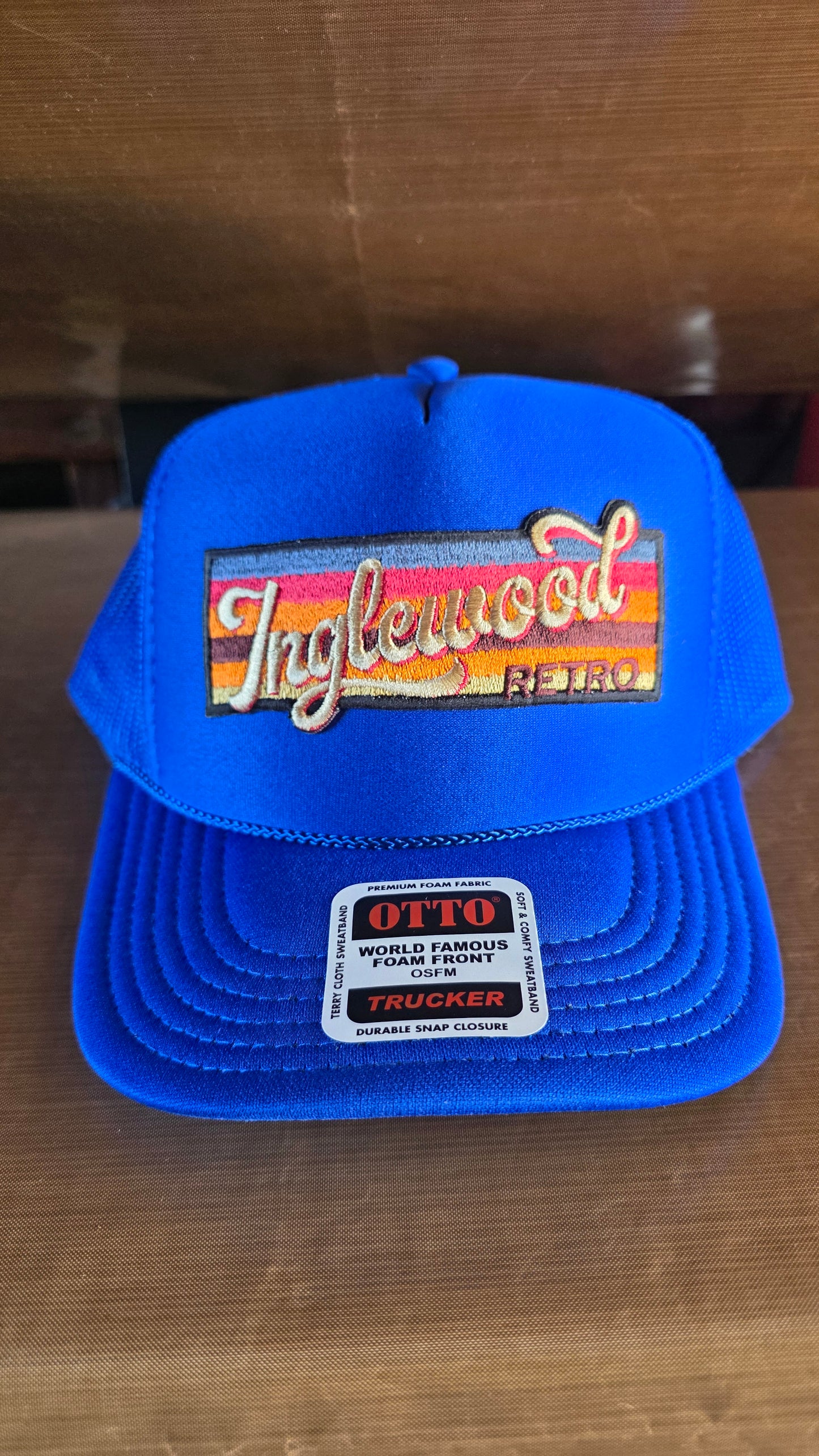 Royal blue snapback trucker hat