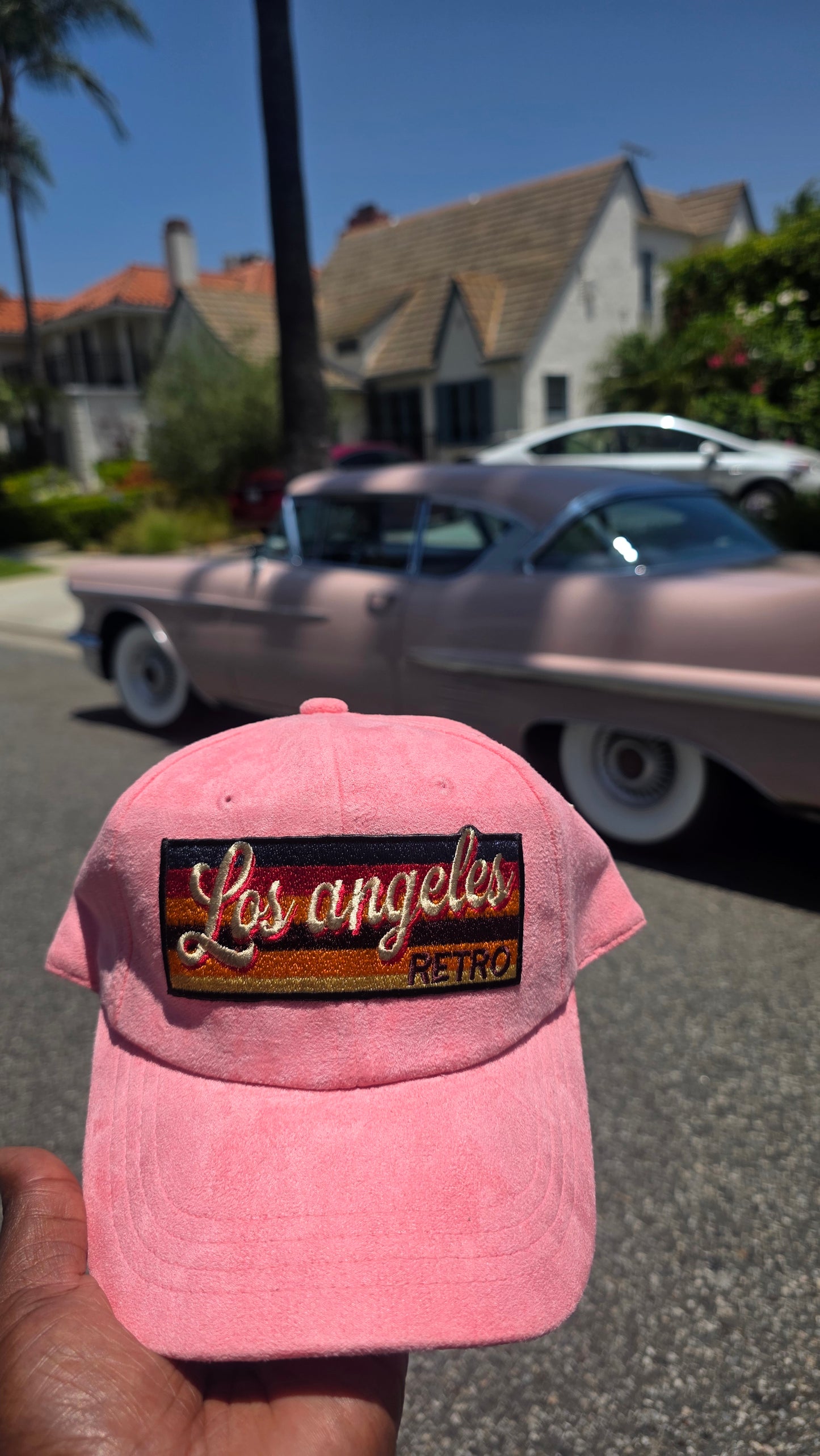 Pink soft suede dad hat