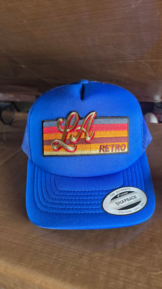 Royal blue LA trucker hat