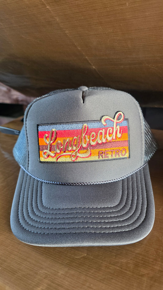 Gray snapback trucker hat